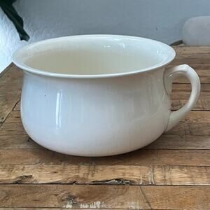 Vintage MYOTT Cream Ironstone Chamber Pot w/Handle 9" Made in England